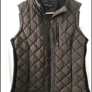 Andrew Marc Women's Quilted Vest - Dark Olive Green Size Medium